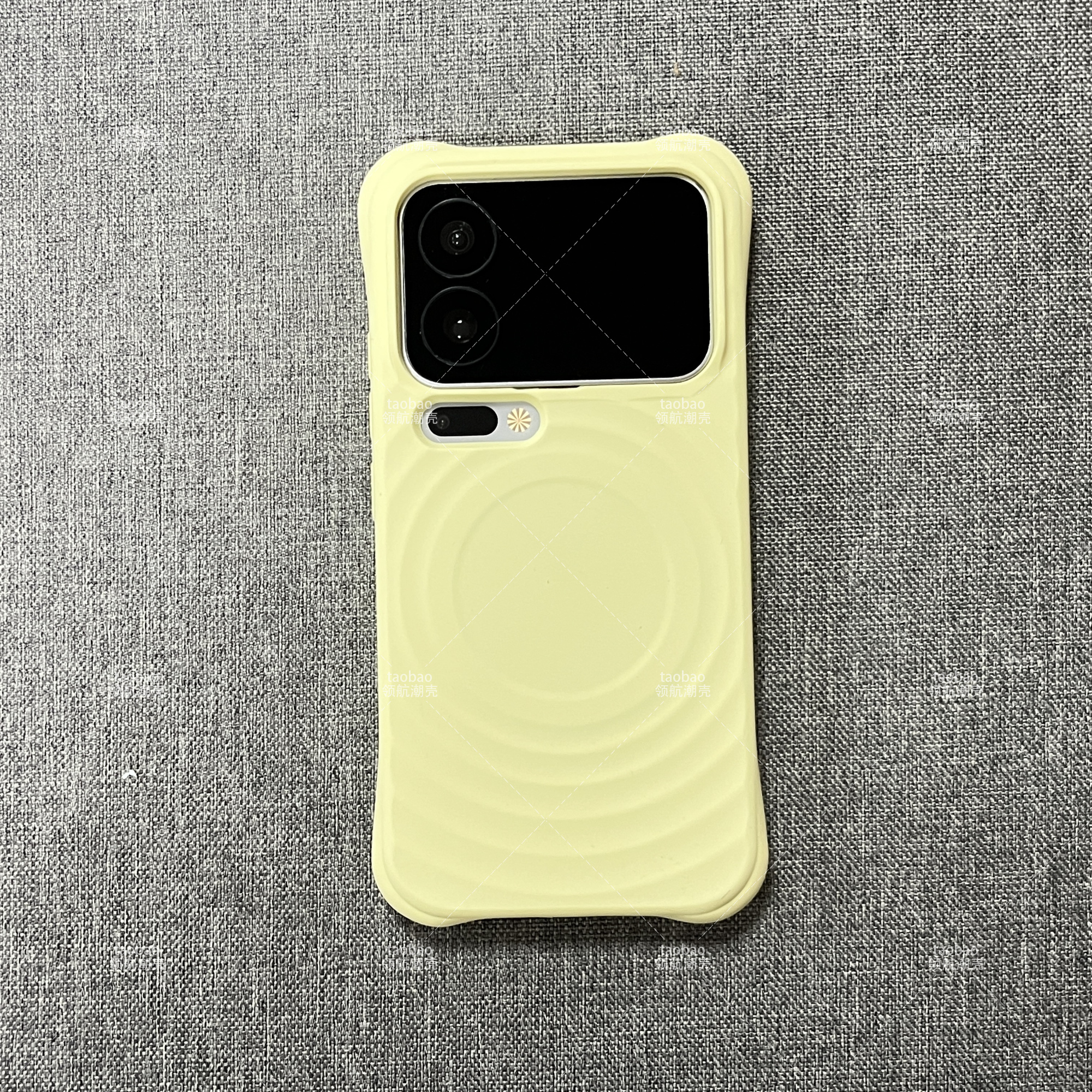 元气满满ins韩风奶油浅黄色磁吸牛角波漾15小米17PROMAX手机壳13适用14防滑Mi17pro液态硅胶挂孔软糯水波纹女