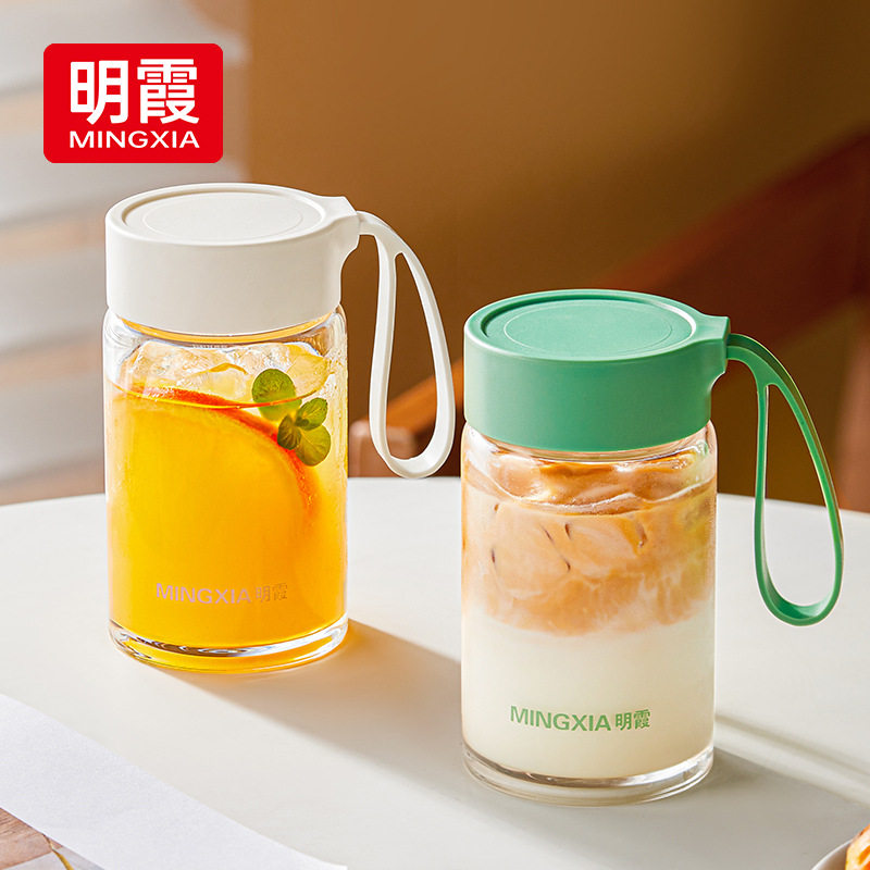 富光玻璃杯单层加厚办公泡茶水杯便携高颜值简约随手杯子批发定制