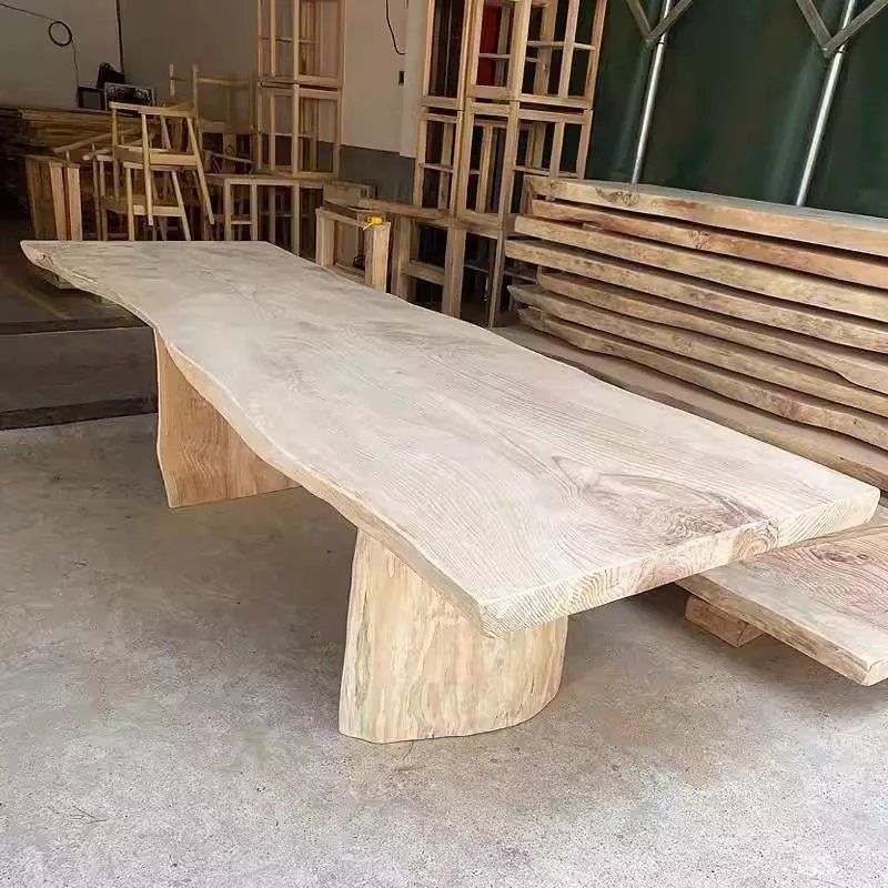 整板松木原木定制自然边不规则大板吧台面板办公桌实木茶桌茶台