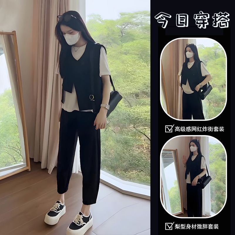 夏季女装盐系轻熟穿搭一整套减龄休闲运动套装