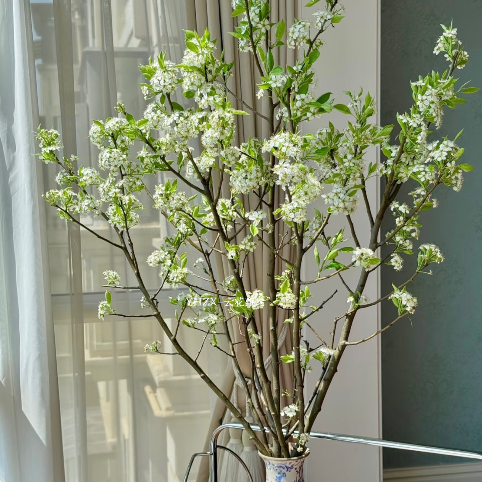 【云花甄选】清新春天特有花材棠梨花真的鲜花花苞多家庭客厅插花图片