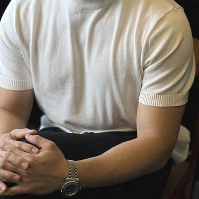 冰丝小高领修身弹力短袖卫衣凉薄