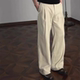西裤 裤 男半松紧暗扣宽松直筒长裤 透气亚麻西装 薄款 老钱风棉麻工装