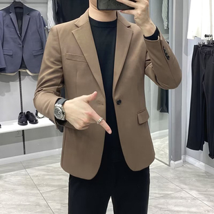 上班商务单西便服高级感小西装 法式 正装 修身 外套 休闲垫肩西服男士