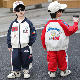 奥特曼衣服男童春装套装儿童冲锋衣两件套帅气潮酷超人宝宝外套