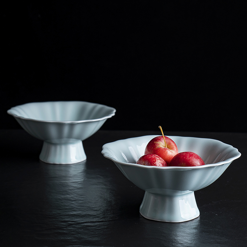 新款好看的影青瓷高脚盘高温陶瓷