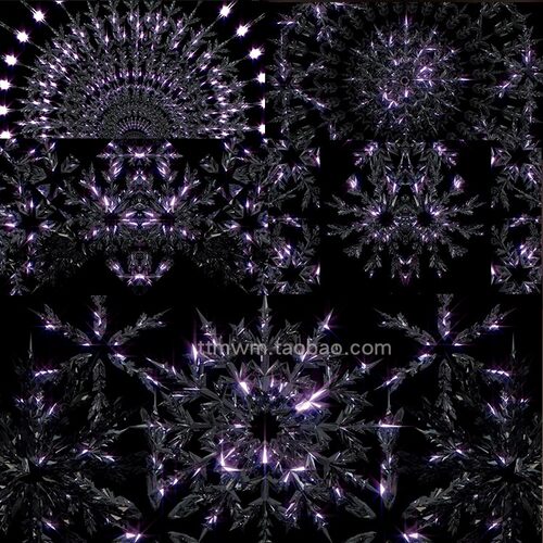 5个闪光紫色圣诞节艺术雪花Christmas循环动画舞台视频素材VJloop