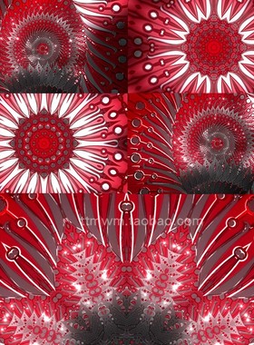 3个红色复古民族异域花卉花朵花纹舞台背景视频素材循环loop pack