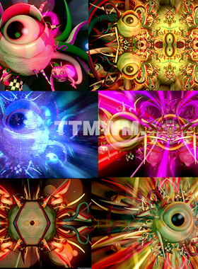 12个动感电子节奏复古眼睛vjloop视频素材舞台背景soundsphere