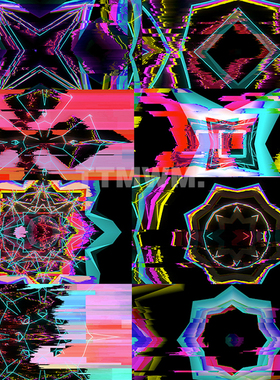 10个彩色频闪故障怀信号vjloop动感节奏舞台视频素材Distorted 1