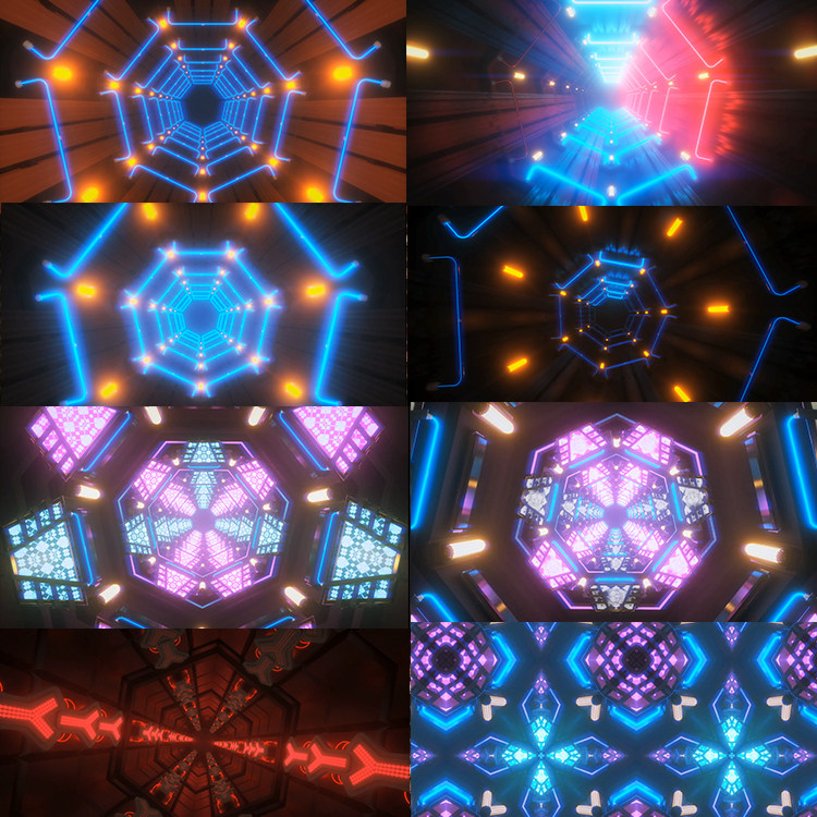 8个2k动感隧道穿梭vjloop舞台背景大屏幕视频素材tunnel force 3