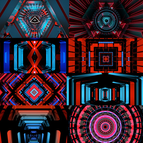 8个红蓝动感背景vjloops无缝循环视频素材舞台大屏Background