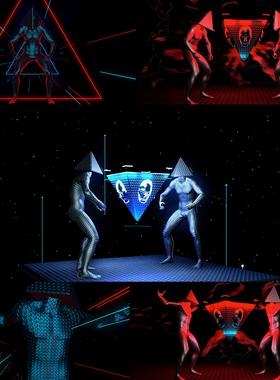 4个抽象人科幻迷幻动感无限循环vjloop舞台视频素材Humanization