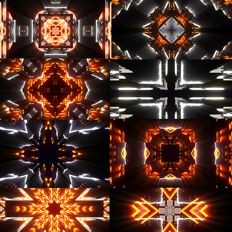 黄色万花筒闪烁高清1080p视频素材动画vjloop大屏yellow signal