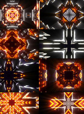 黄色万花筒闪烁高清1080p视频素材动画VJLOOP大屏Yellow Signal