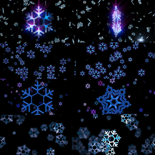 New Year Snow 4个新年雪花无缝循环vjloop视频素材舞台背景大屏