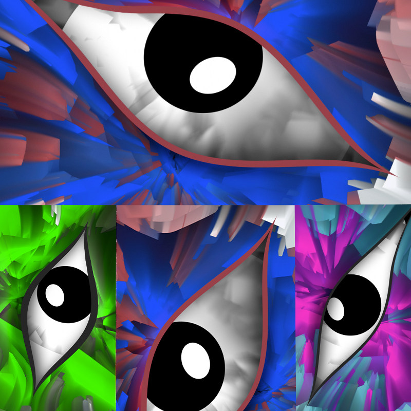 3个迷幻彩色眼睛2动感无缝循环vjloop舞台视频素材crazy eye