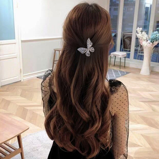 发夹女后脑勺2025新款夹子半扎一字夹弹簧夹高级感水钻蝴蝶发卡子