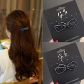 日韩蝴蝶结弹簧夹后脑勺半扎发卡顶夹横夹时尚 复古风发夹一字夹女