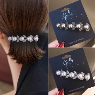 发夹大号发量多气质仿珍珠顶夹后脑勺发卡妈妈发饰马尾夹横夹发饰