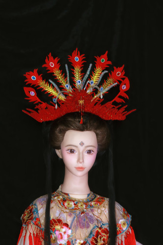仿西游记女儿国国王凤冠 杨贵妃正凤汉服头饰,九尾凤冠成品古风