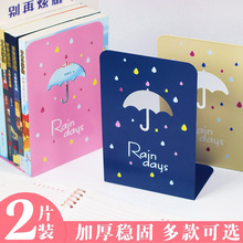 书立书立架分隔书夹子伸缩书立桌面收纳固定简易桌上书本立架书架可爱卡通加厚书立L型ins风书架金属书撑书靠