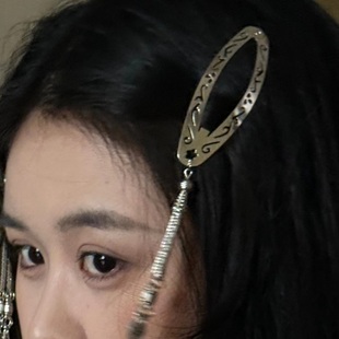 新中式银色镂空流苏发夹BB夹女民族风刘海侧边夹复古气质发卡头饰