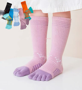 儿童五趾袜高筒运动男女童纯棉春秋透气袜拇指外翻矫正无骨分趾袜