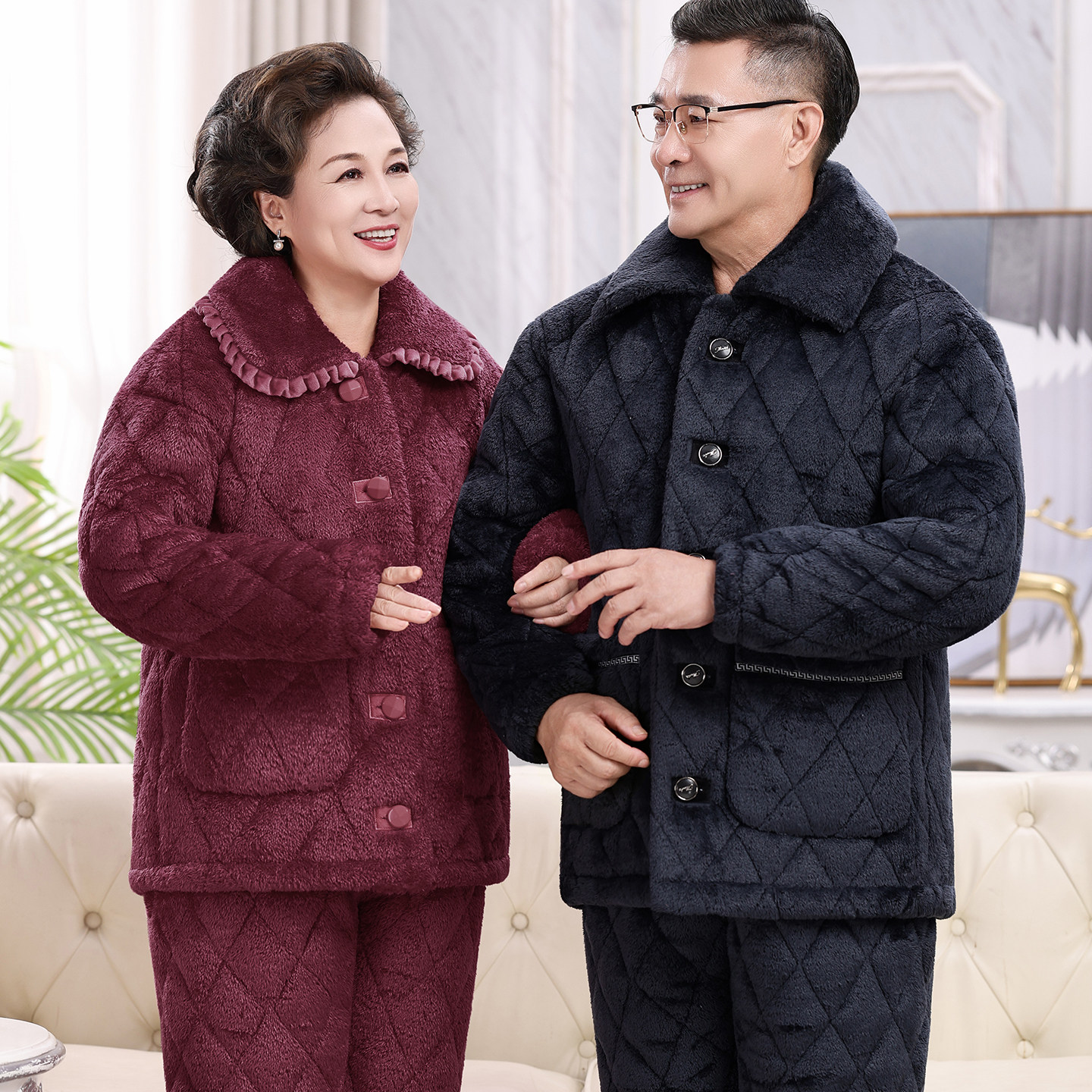 情侣珊瑚绒加厚加绒家居服冬天