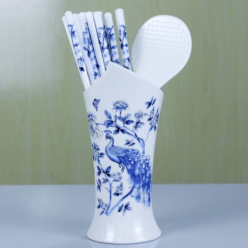 青花景德镇真品【青花报喜鸟】家用防滑防霉抗菌耐高温食品级餐具
