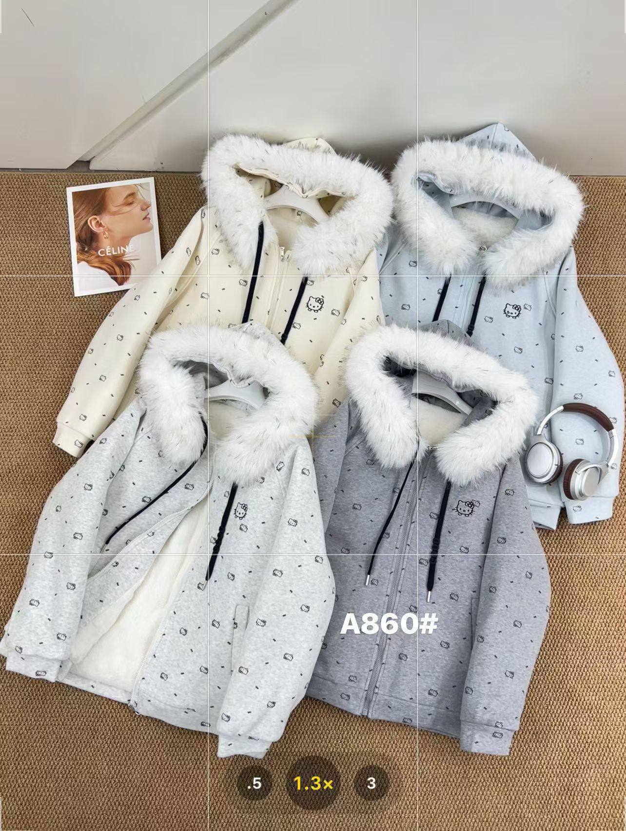 连帽外套女2025冬季新款韩版休闲宽松卡通印花百搭加厚保暖上衣潮