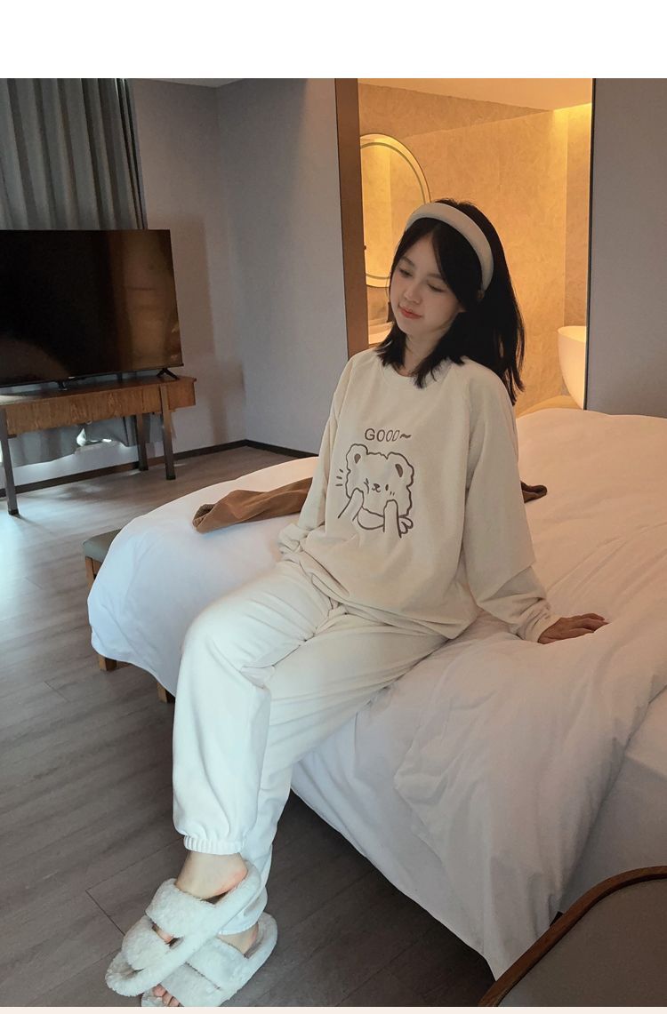 胖MM300斤保暖加厚睡衣女士特大码宽松显瘦德绒家居服长袖套装