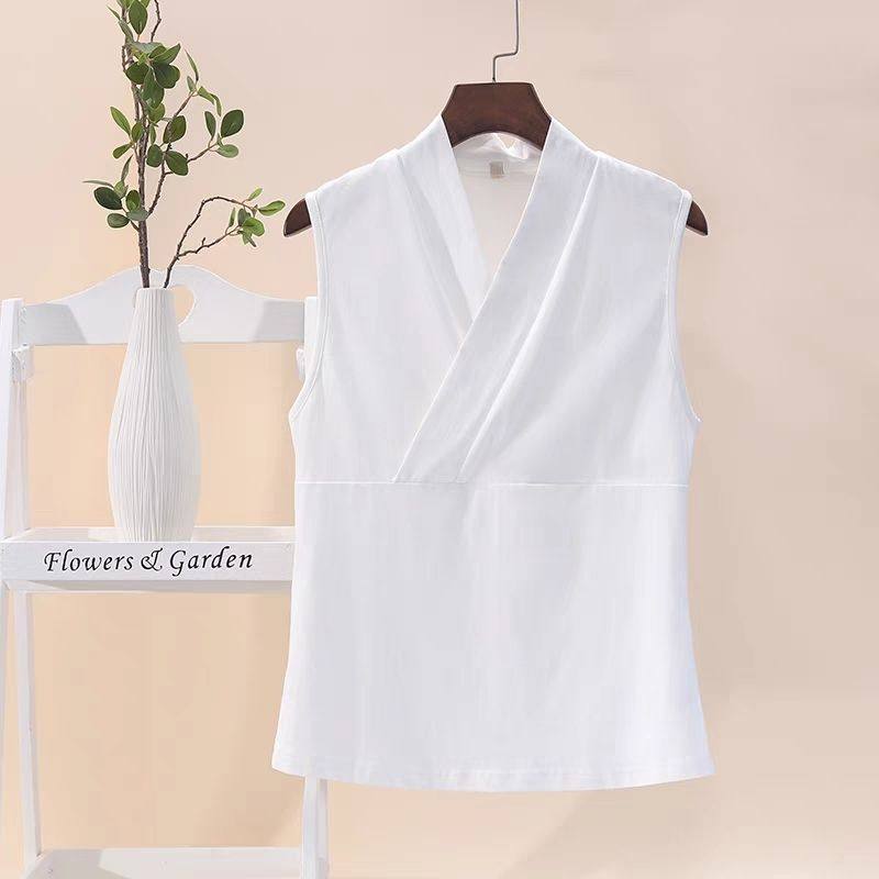 义领交叉领汉服改良内衬中式上衣斜襟无袖背心女夏内搭大码300斤