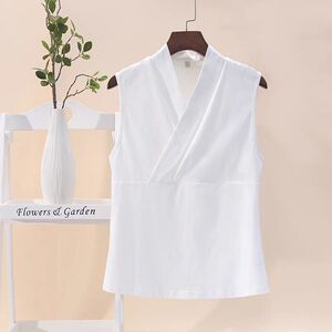 义领交叉领汉服改良内衬中式上衣斜襟无袖背心女夏内搭大码300斤
