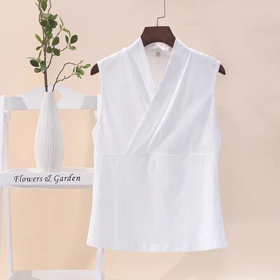义领交叉领汉服改良内衬中式上衣斜襟无袖背心女夏内搭大码300斤