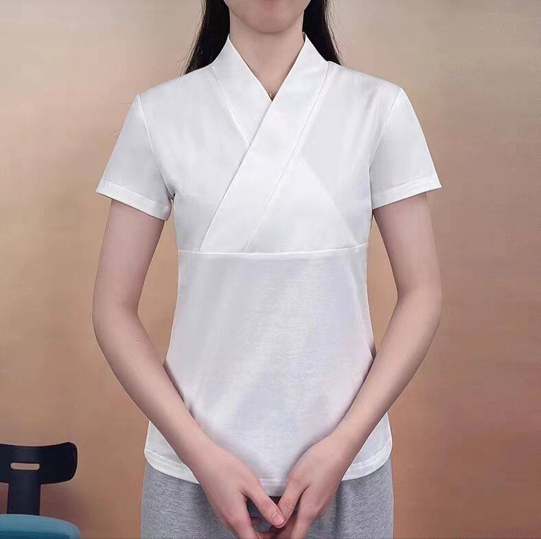 交叉领汉服胖MM大码300斤内搭上衣女改良短袖宽松打底衫内衬夏
