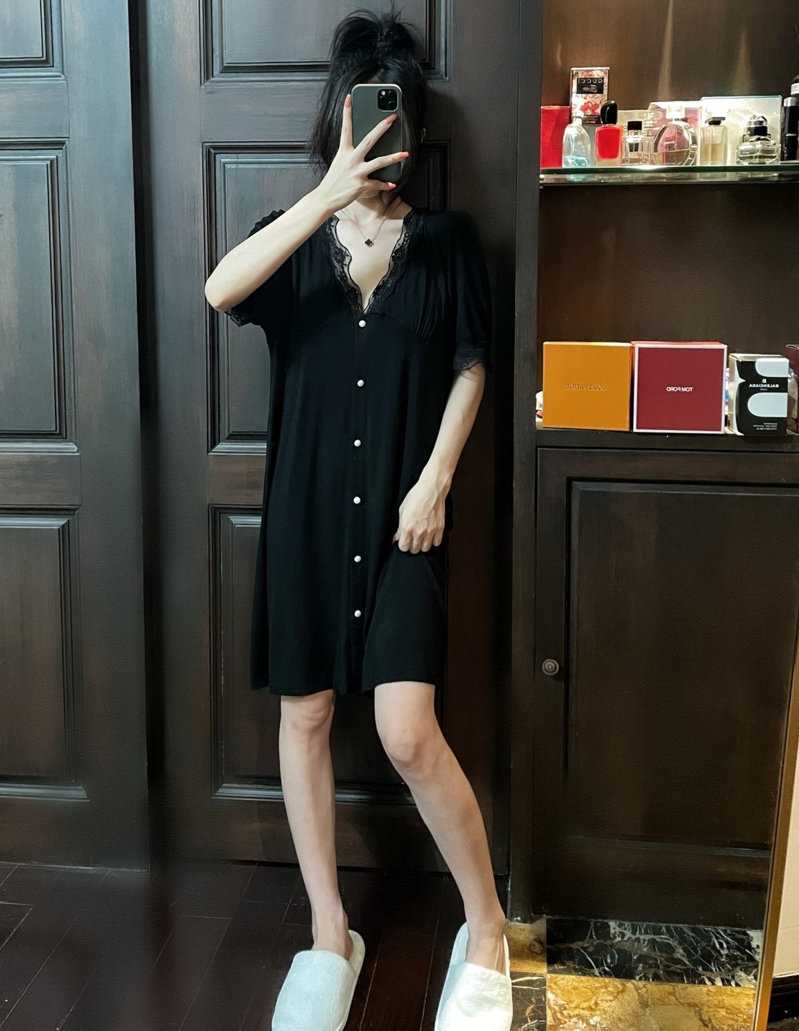 胖MM大码300斤睡衣女夏季法式蕾丝小香风短袖开衫甜美睡裙家居服