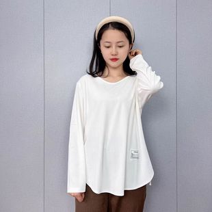胖mm大码打底衫女春秋季300斤休闲宽松上衣显瘦遮肚长袖中长款T恤