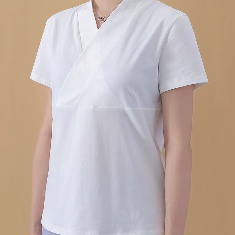 改良汉服交领短袖女轻国风中式打底衫夏季大码300斤唐装内搭上衣