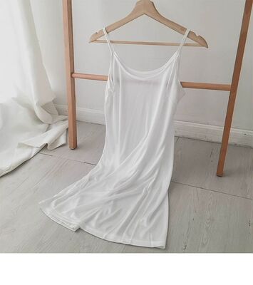大码300斤中长款半透明薄款打底裙睡裙圆领吊带宽松背心内搭衬裙