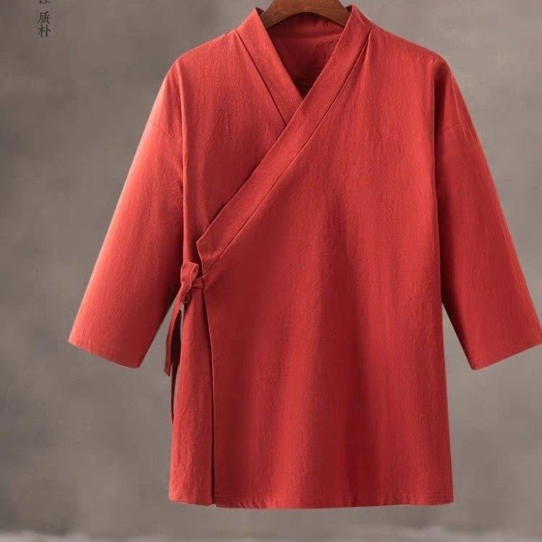秋冬季德绒中国风长袖汉服男女禅意居士服古风茶服上衣大码300斤