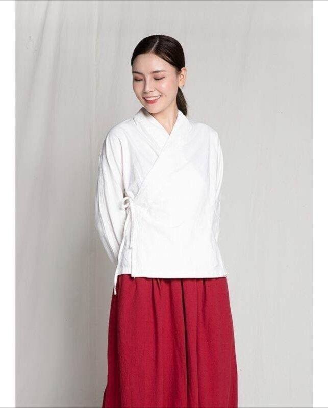 德绒保暖上衣女高端系带交叉领汉服古风茶服中国风女装大码300斤图片
