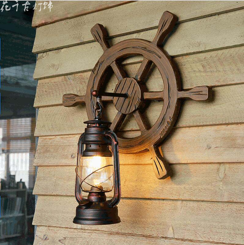 美式复古乡村田园马灯壁灯欧式地中海风格创意餐厅楼梯卧室床头灯