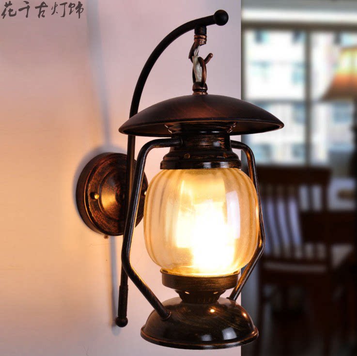 中式古典复古怀旧仿古酒吧挂灯楼梯过道创意灯具煤油灯马灯壁灯