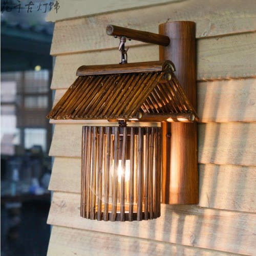 竹艺仿古田园风茶楼农庄饭店壁灯