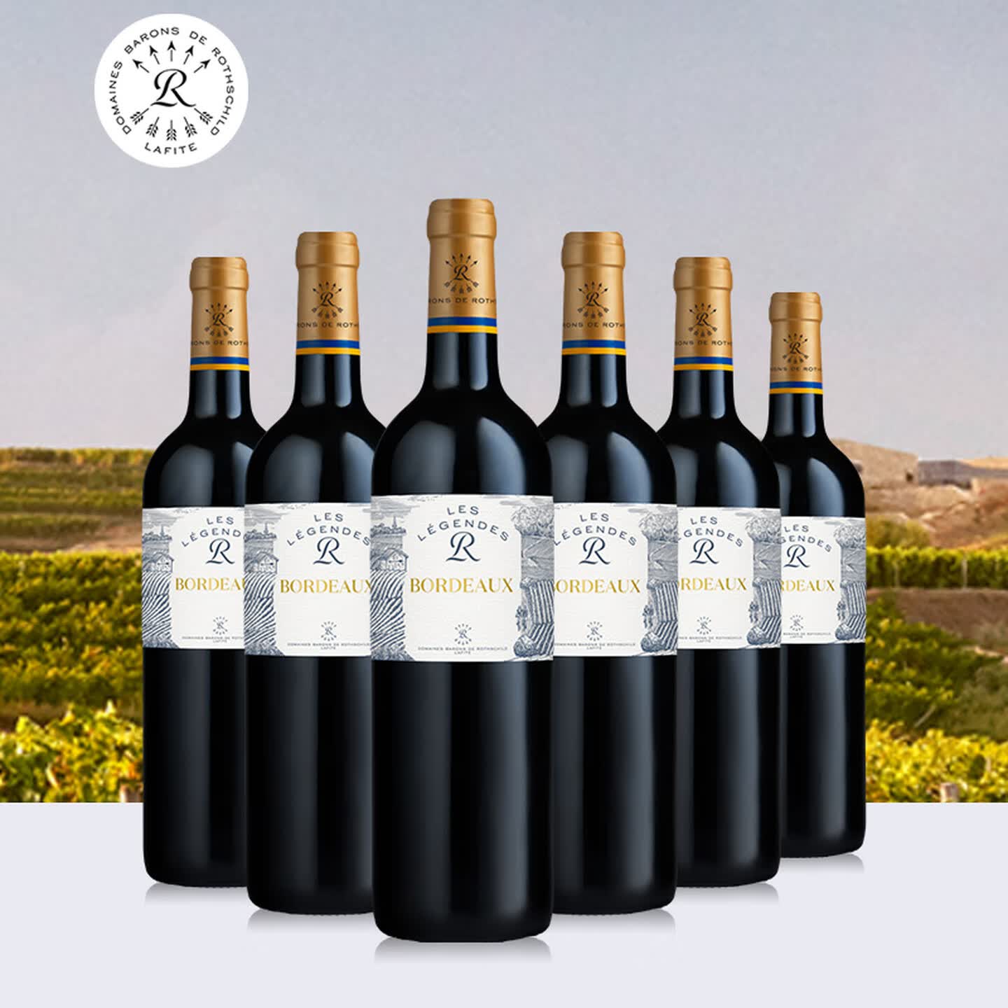 拉菲红酒法国原瓶进口拉菲传奇波尔多珍藏级干红葡萄酒六支整箱装