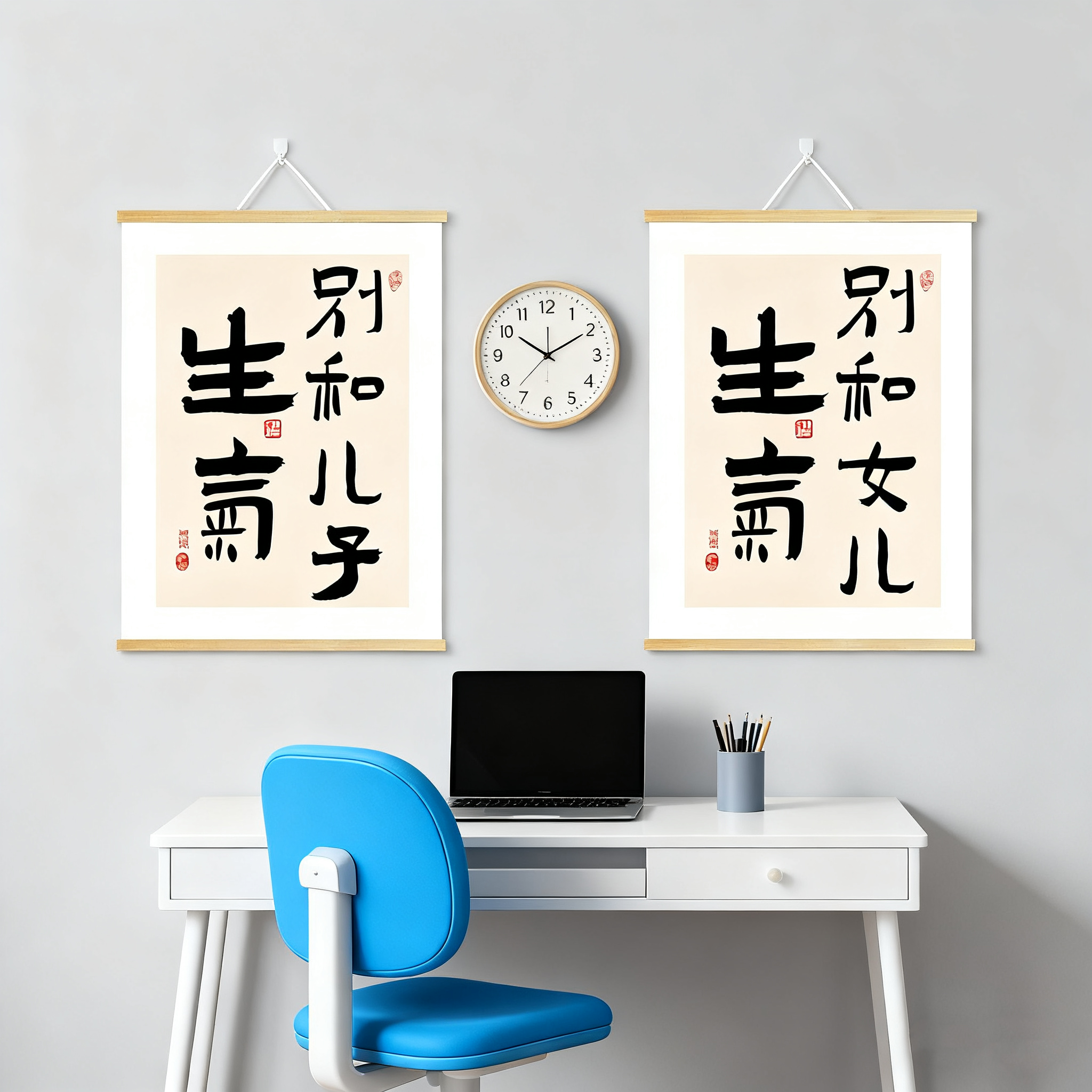 别不和女儿儿子生气字画挂画儿童房客厅卧室情绪装饰画背景墙挂布