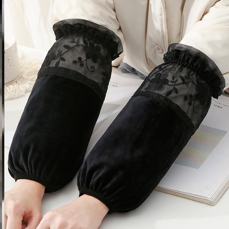 套袖护袖套女款工作2025新款袖头长款金丝绒红色成人秋冬季袖子套