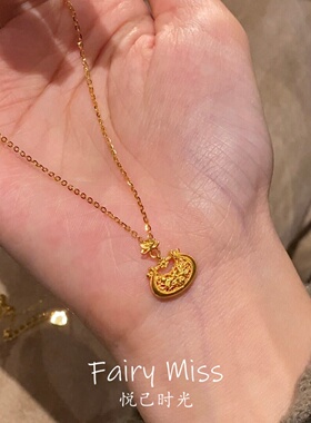 灵蝶锁芳金色花笺平安锁骨链新款