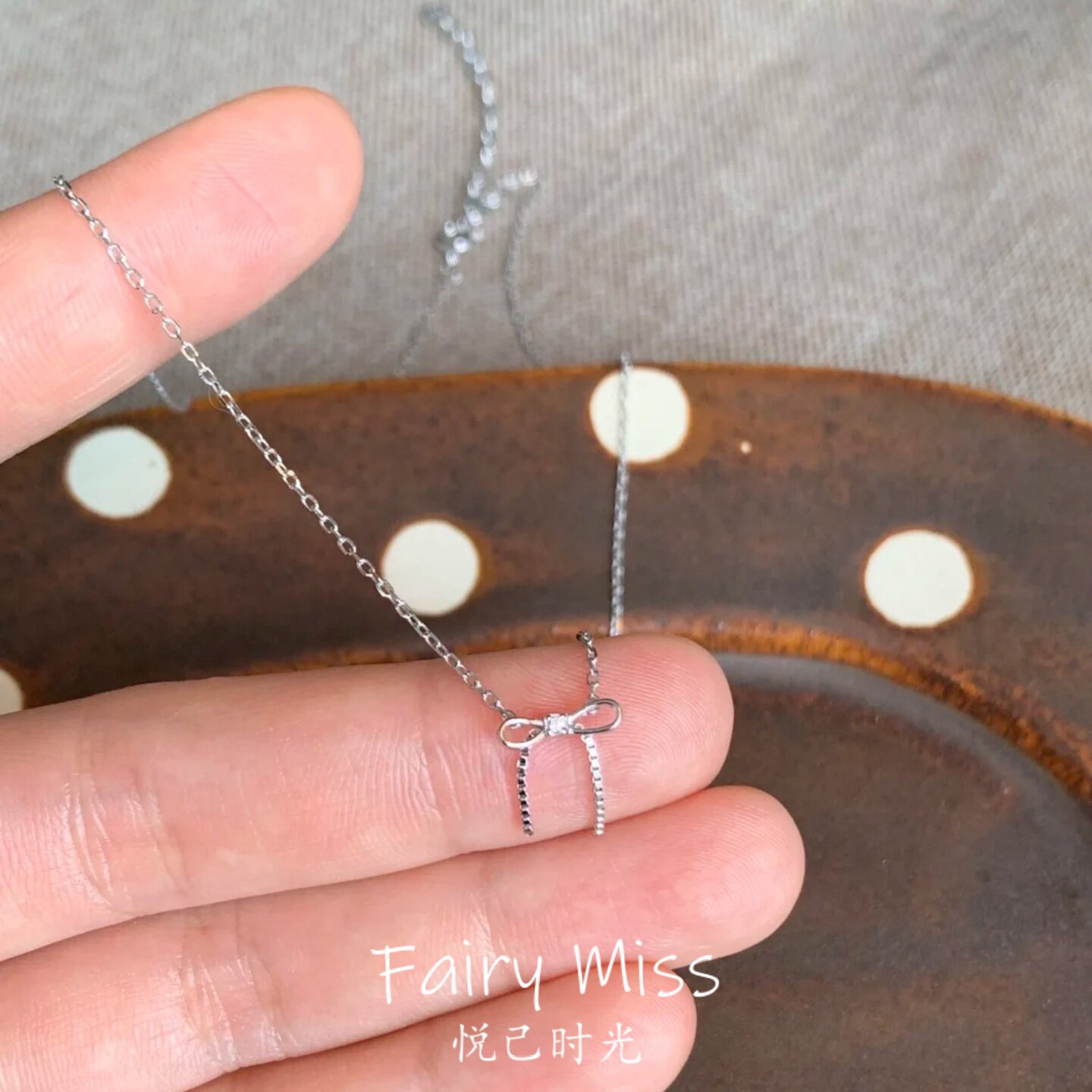 「流苏蝴蝶结」通体S925纯银少女心可爱项链日系小清新灵动锁骨链